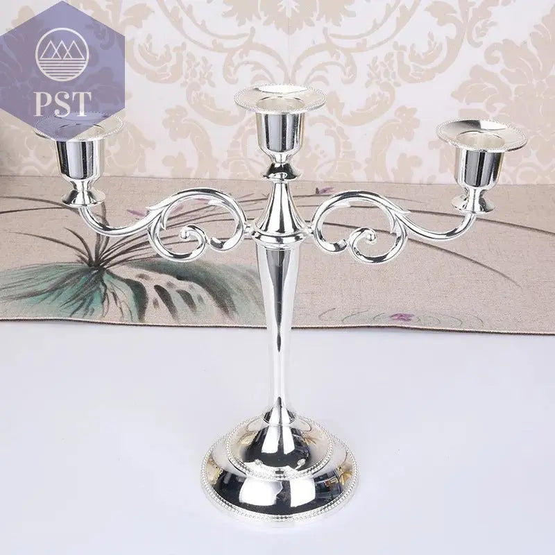 Metal Gold Bronze Plated Candle Holder Retro 3-Arms Candelabra For Wedding Prop Candlelight Dinner Hotel Home Decoration - PST PS Tradings