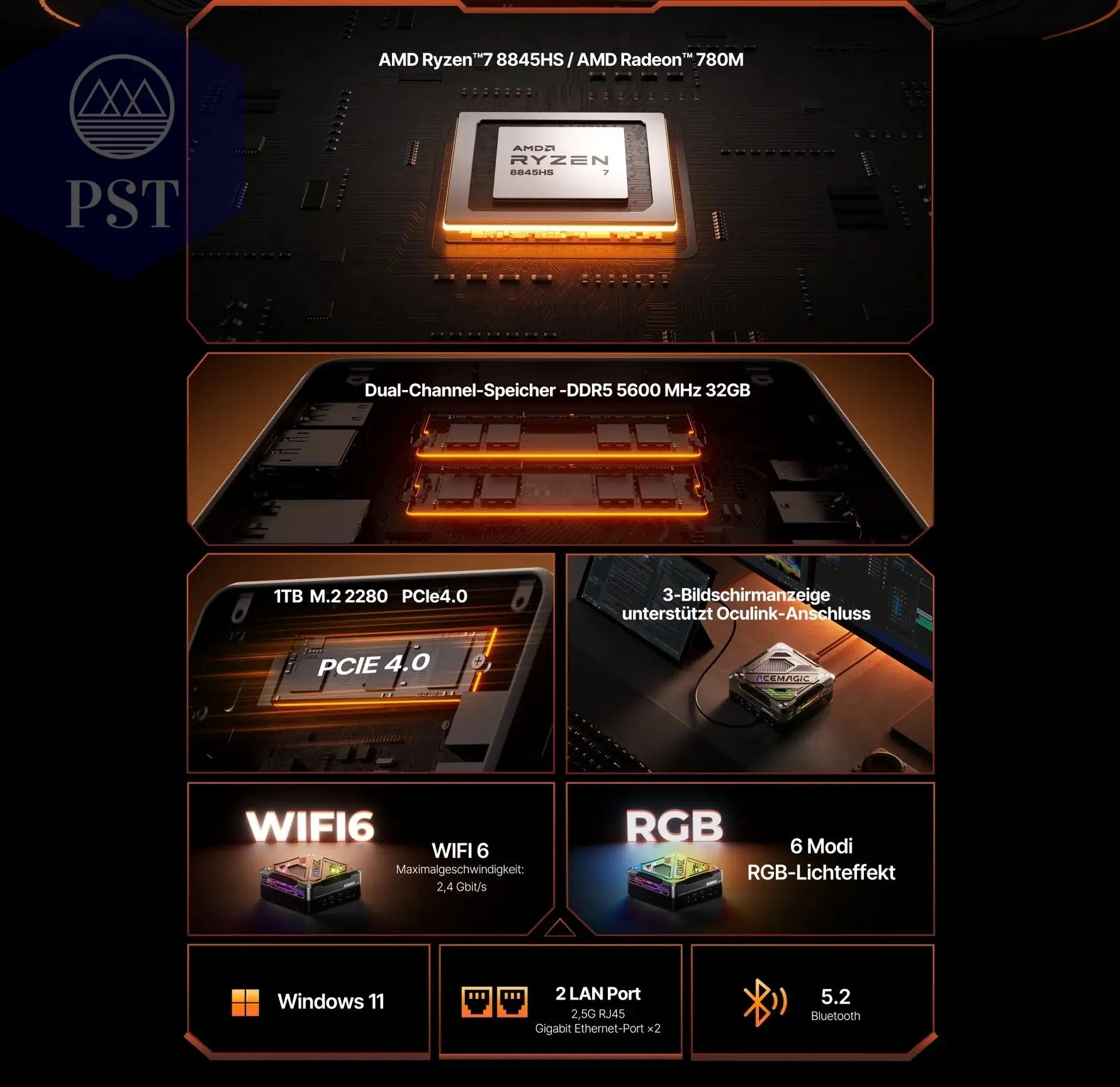 Mini PC ACEMAGIC AM18 Ryzen7 32GB DDR5 PST PS Tradings Mini PC Mini PC Mini PC ACEMAGIC AM18 Ryzen7 32GB DDR5