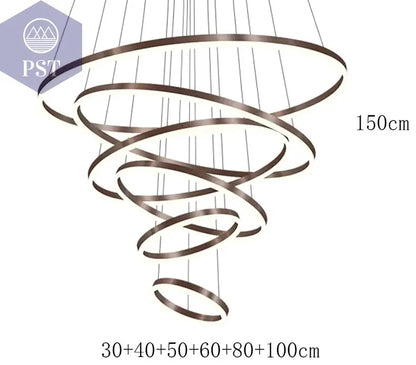 Moderne LED Pendelleuchte für Esszimmer Wohnzimmer Beleuchtung Deckenleuchter PST PS Tradings Pendelleuchte PST PS Tradings 6-rings-RC-remote-dimming PST PS Tradings
