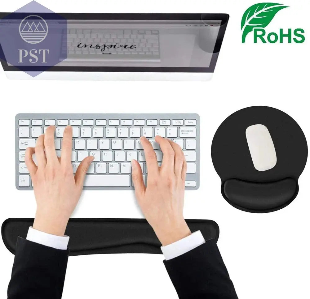 New Wrist Rest Mouse Pad Memory Foam Superfine Fibre Wrist Rest Pad Ergonomic Mousepad for Typist Office Gaming PC Laptop - PST PS Tradings
