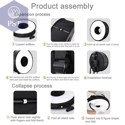 PULUZ 45cm Ring Softbox Speedlight Round Style Flash Light  Photography Shoot Soft box Foldable Soft Flash Light Diffuser       PST PS Tradings