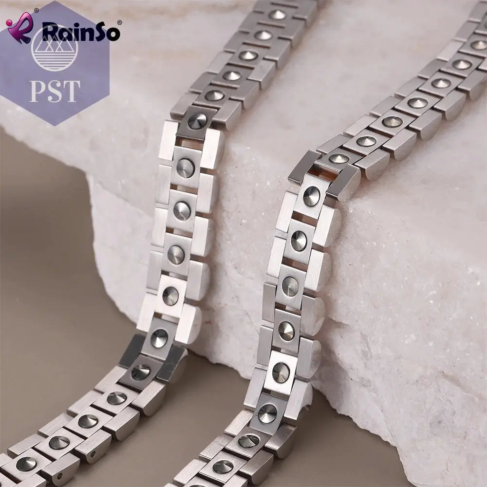 RainSo 99.999% Reinem Germanium Armband für Frauen Korea Beliebte Edelstahl Gesundheit Magnetische Germanium Energie Paar Schmuck  Modeschmuck     PST PS Tradings