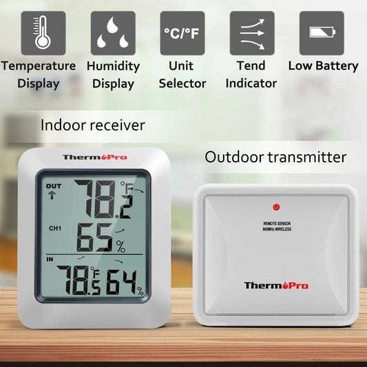 ThermoPro TP60C 60M Wireless Digital Indoor Outdoor Thermometer Hygrometer Weather Station For Home PS-Tradings PST PS Tradings