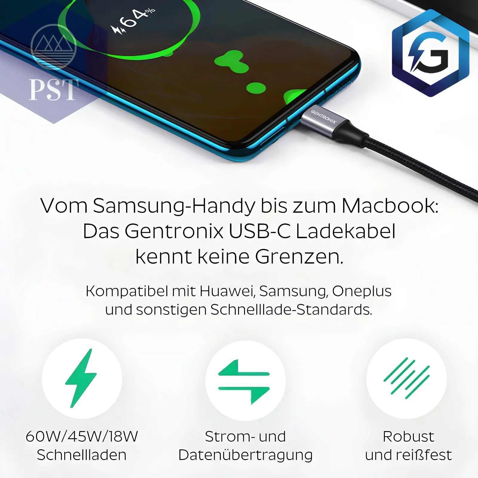 USB-C Ladekabel 1M 2M 3M Kabel 60W Schnellladekal USB C zu USB C PST PS Tradings  PST PS Tradings  PST PS Tradings